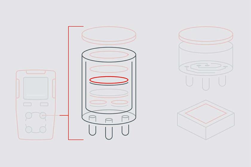 Infographic highlights the membrane at the working electrode in an EC gas sensor.